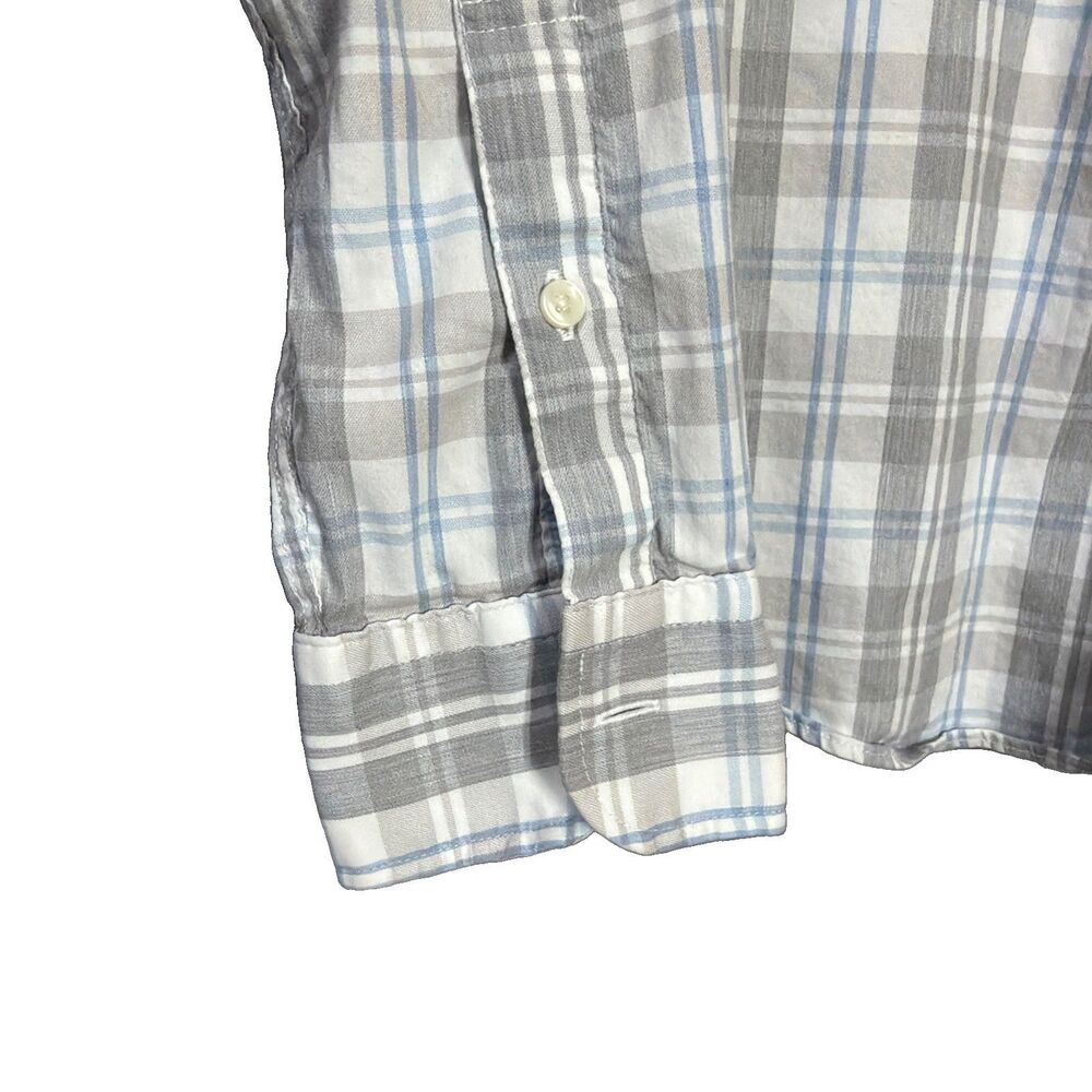 Faherty Men's Large Blue Grey Plaid Flannel Long Sleeve The Movement Shirt - Picture 5 of 9